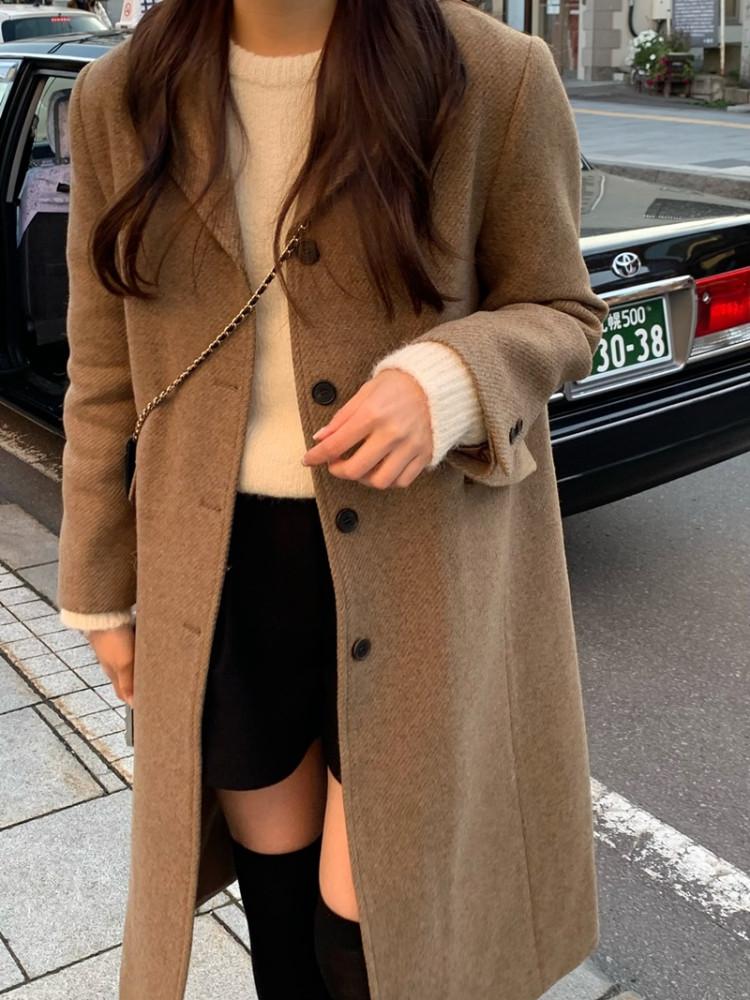 [클마로] 헤링 트위드 핸드메이드 울 알파카 코트