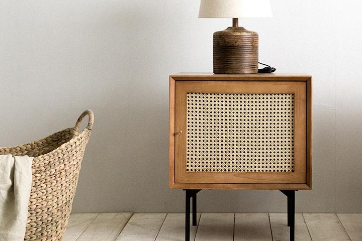 [쿠폰]로라 라탄 원목 협탁 2colors