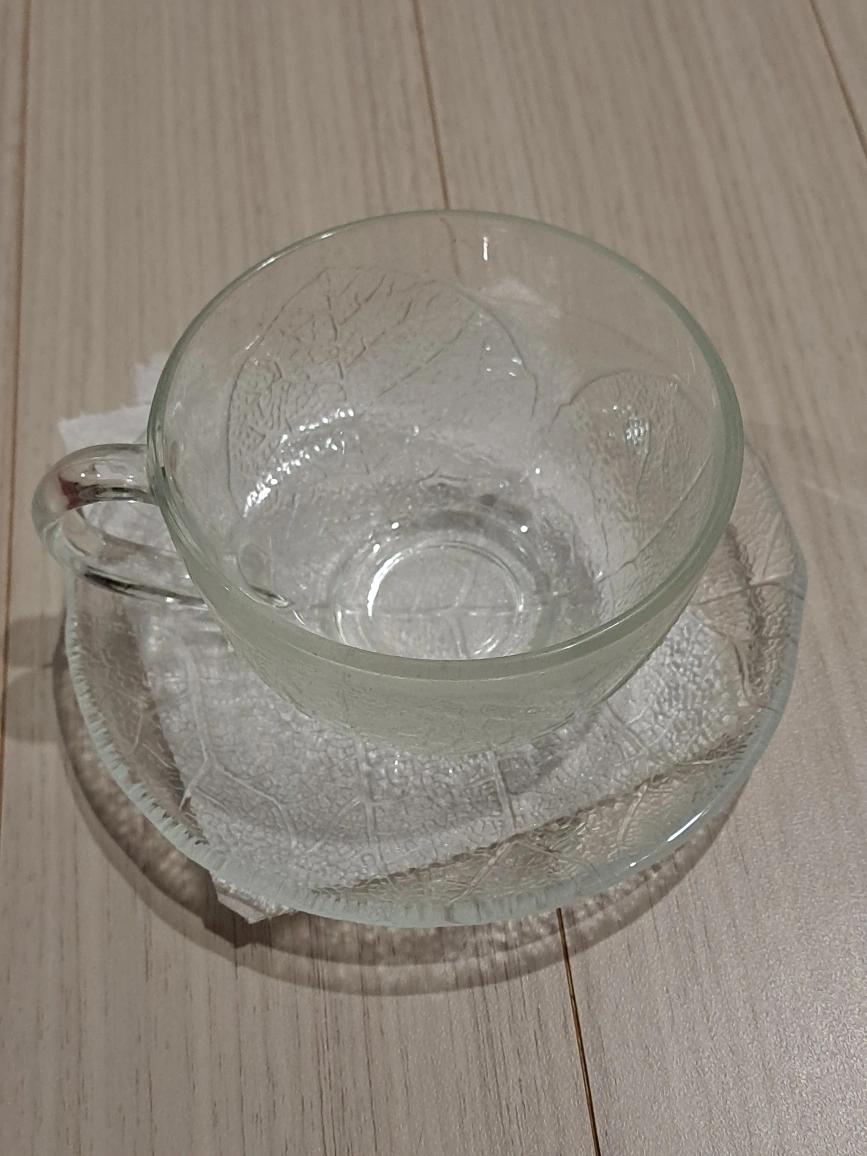프랑스 아코록 알코록 빈티지 나뭇잎 유리찻잔