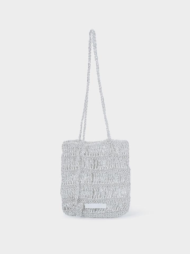 [2nd] Flower Hand Knit Bag (Silver)