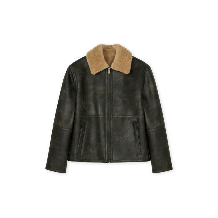 [남녀공용] 로우 시어링 집업 점퍼 다크브라운