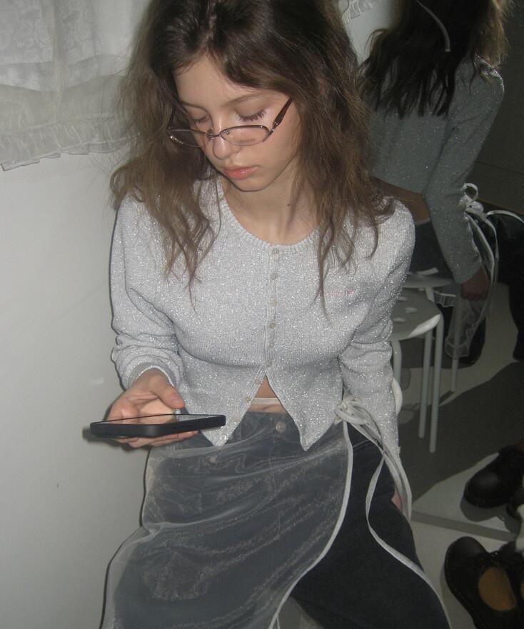 GLITTERY JERSEY CARDIGAN_METAL SILVER