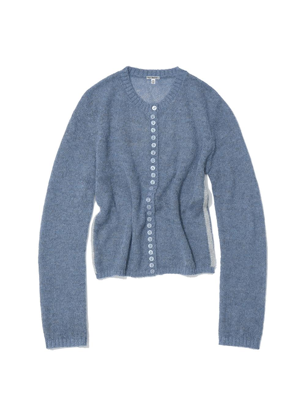 [WOMEN] 93 JACQUARD SHEER KNIT CARDIGAN_CEMENT BLUE