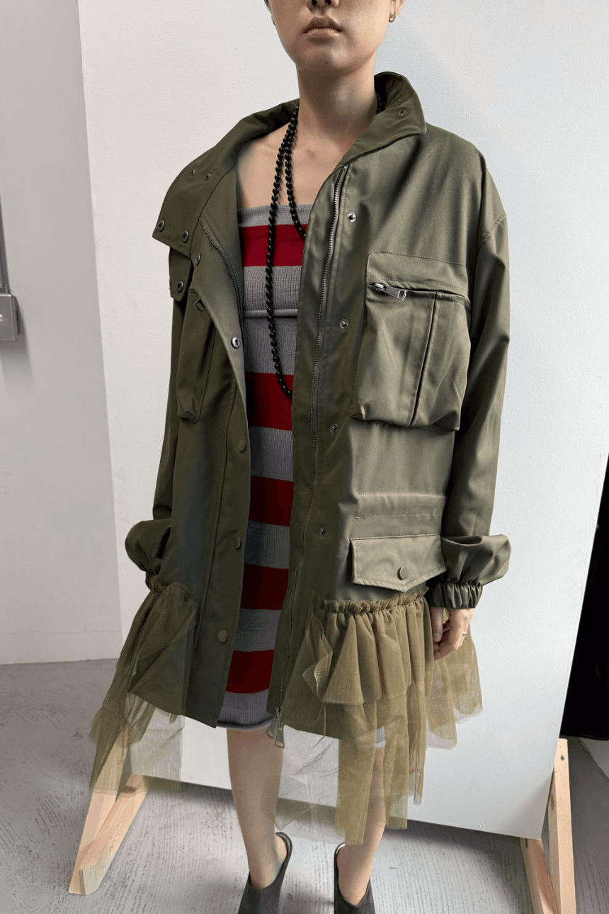 당일발송) tulle splice field jacket (2color)