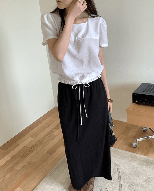히어썸웨어 마가렛 스트링 블라우스 (2colors)