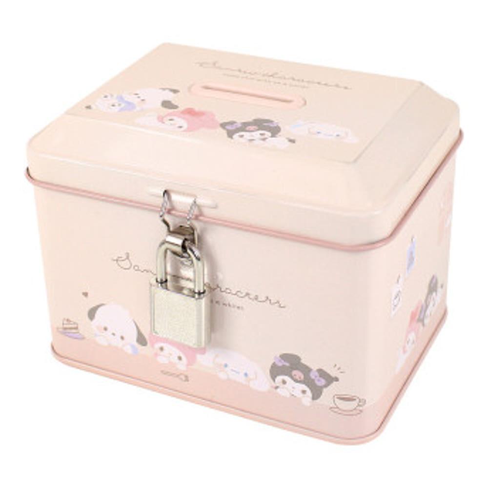 산리오 캐릭터즈 틴케이스 자물쇠 저금통 동전 지폐 수납 다용도 책상 정리 시나모롤 쿠로미
