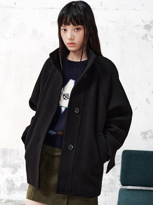 Volume Sleeve High Neck Coat  Black (KE5X30M085)
