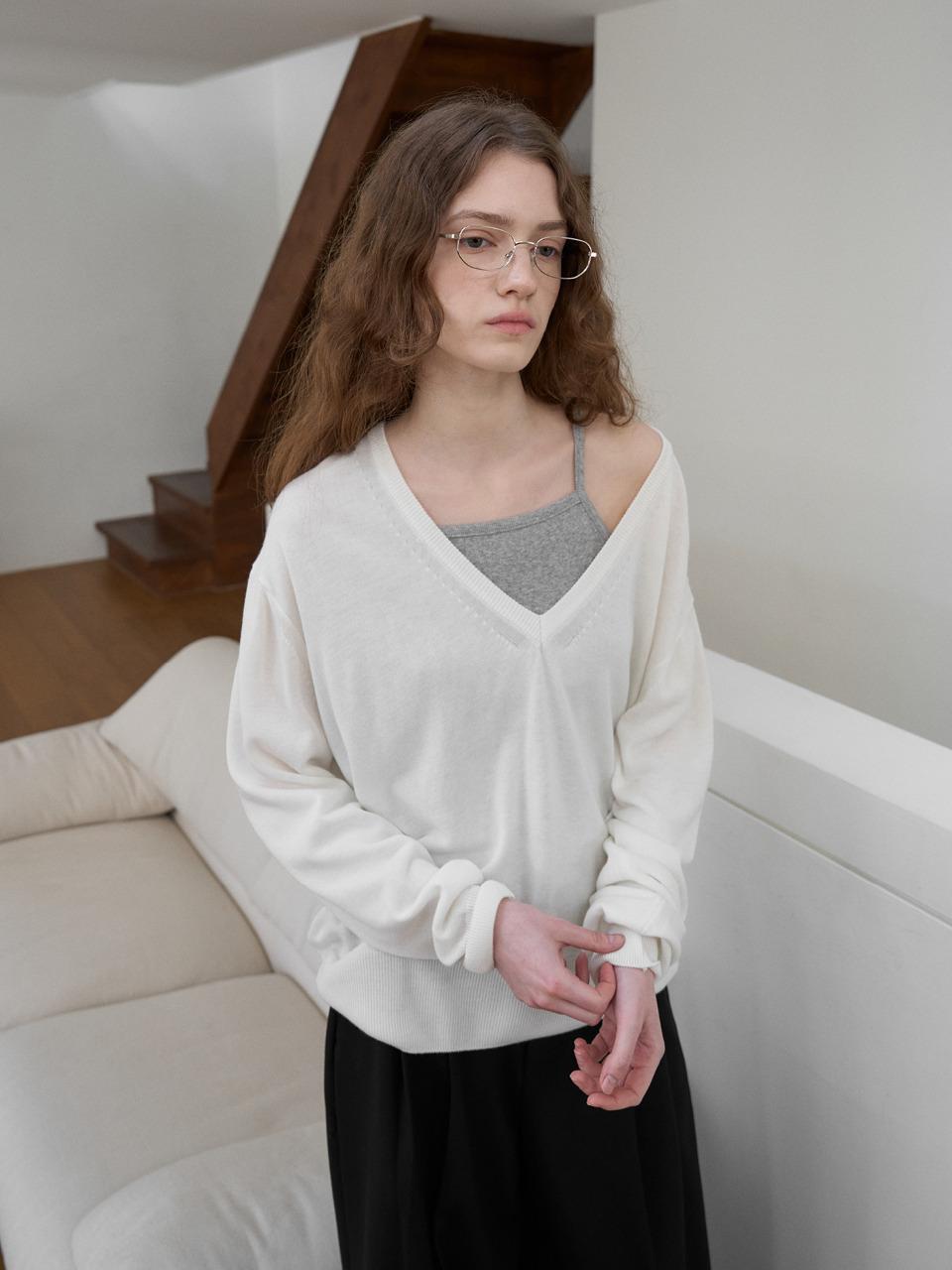 린넨 브이넥NT_Ivory