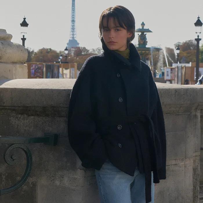 (2차)Alpaca Wool High-neck belted half coat_black