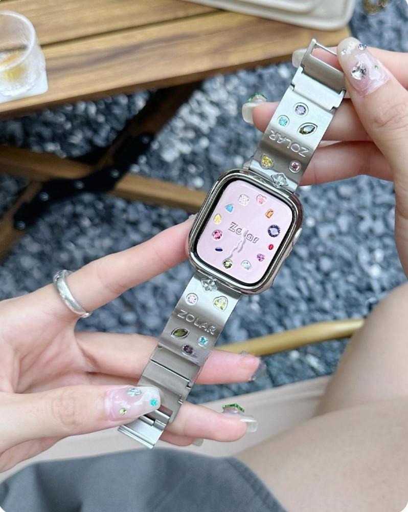 수심 Glow Silver Watch Strap 글로우 실버 애플워치 스트랩 메탈 보석