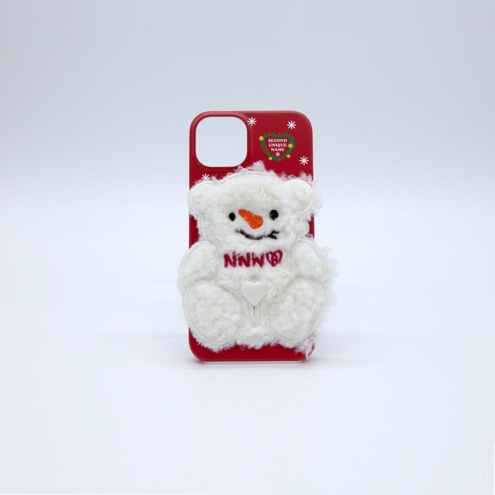 SUN CASE PATCH FLEECE BEAR SNOW DEEP RED
