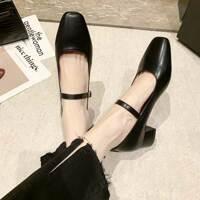 베리슈 여성 발등 스트랩 펌프스 미들힐 메리제인 구두