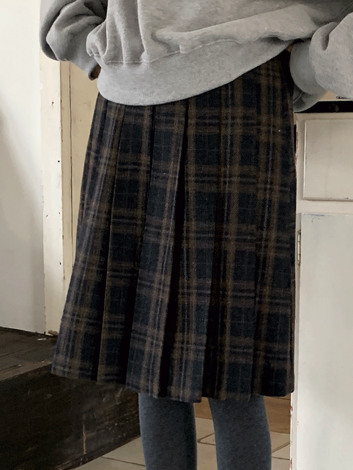 helen wool check sk (2color) 울30!