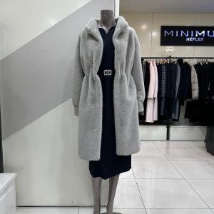 에코퍼 하이넥 밍크 코트 (MXDKFL1980/그레이,블랙)