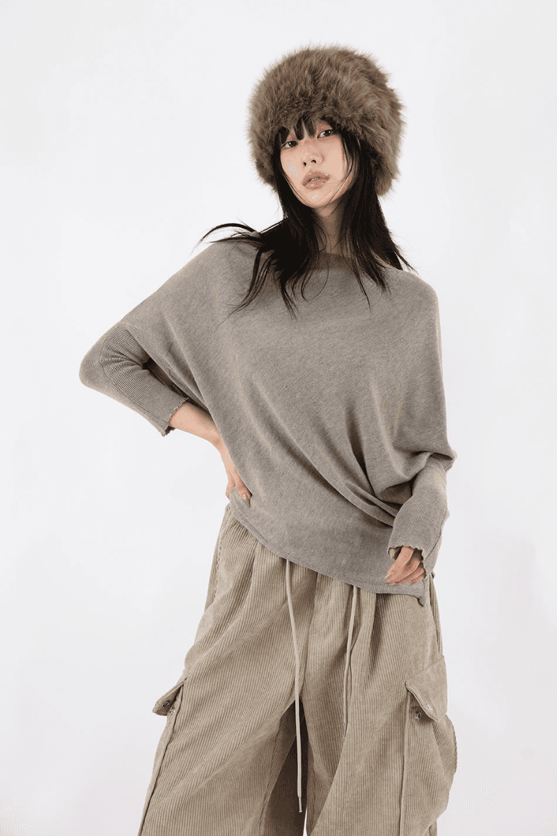 하디 언발 드레이프 니트