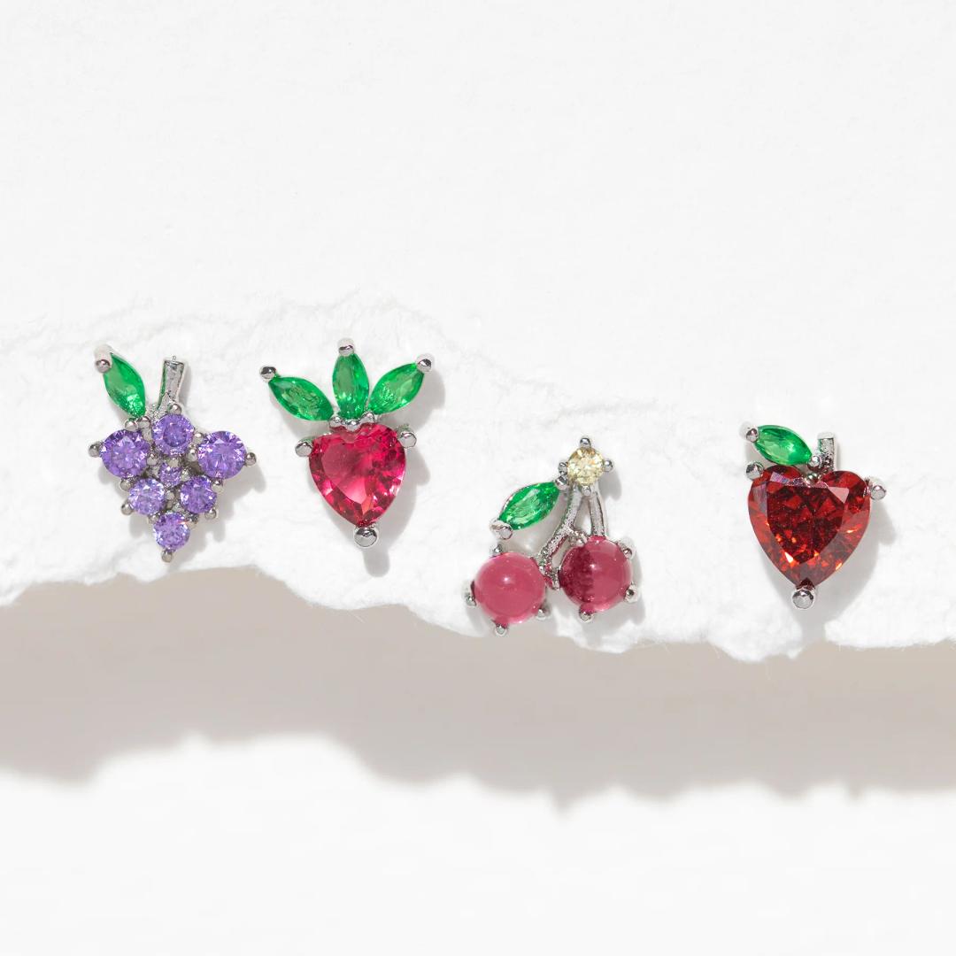 Fruit Basket Stud Set - Silver