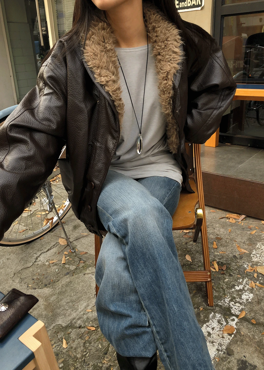 [PICK❤️]VINTAGE FUR LEATHER JACKET