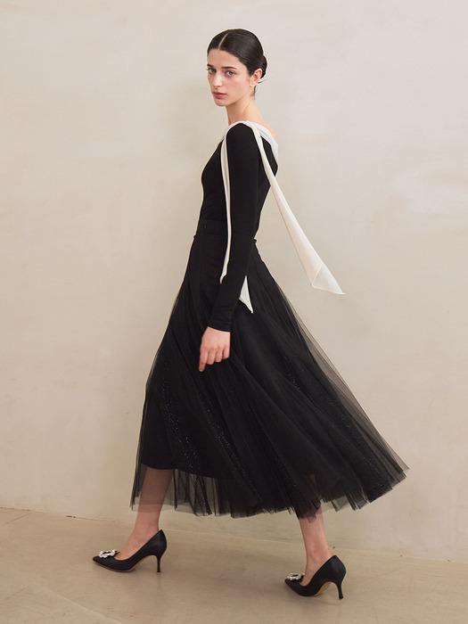 Etoile Banding Sha Skirt (Black)