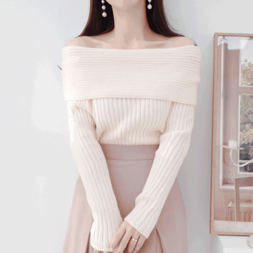 케이트 골지 오프숄더 니트 (아이보리/그레이/레드/블랙)