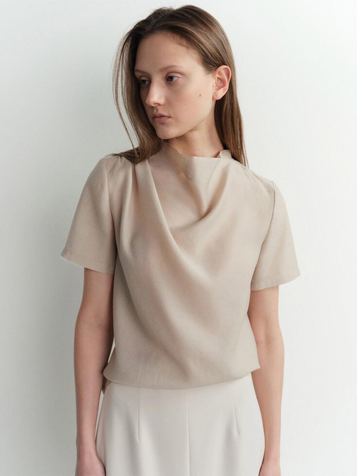 COWL NECK BLOUSE (BEIGE)