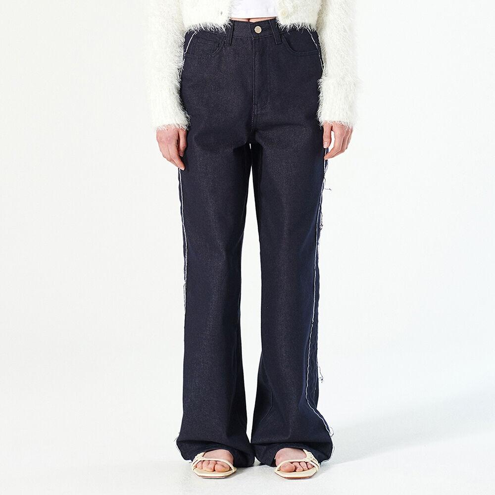 SIDE CUTTING DENIM PANTS (navy)