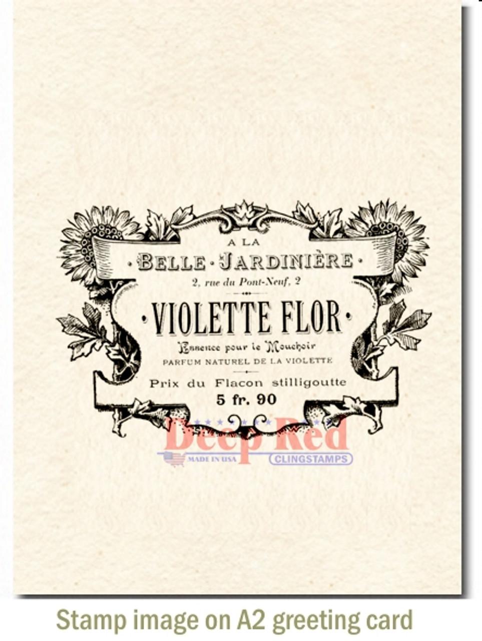 French Perfume Label Rubber Cling Stamp