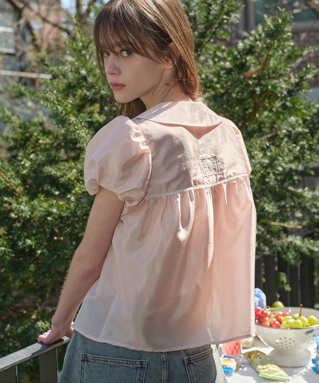 마가린핑거스 SHEER PUFF BLOUSE (PEACH)
