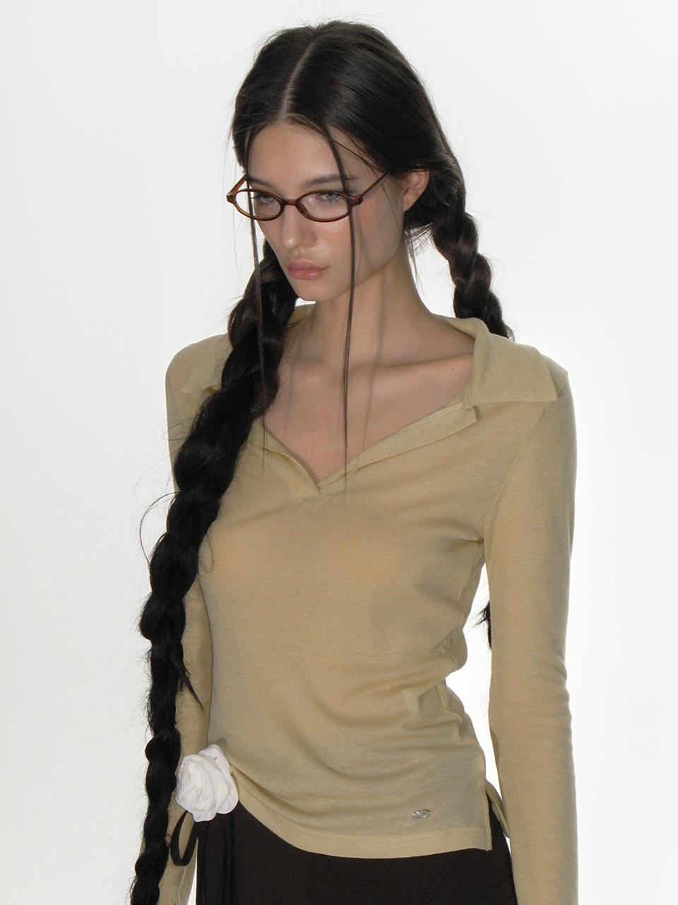 SHEER COLLARED TOP_YELLOW
