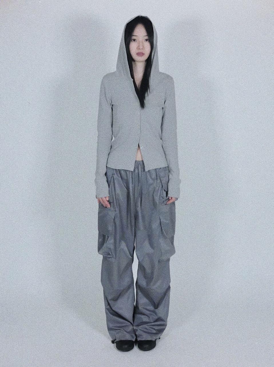 후드 롱 슬리브 탑, 라이트 그레이 (10/6~)