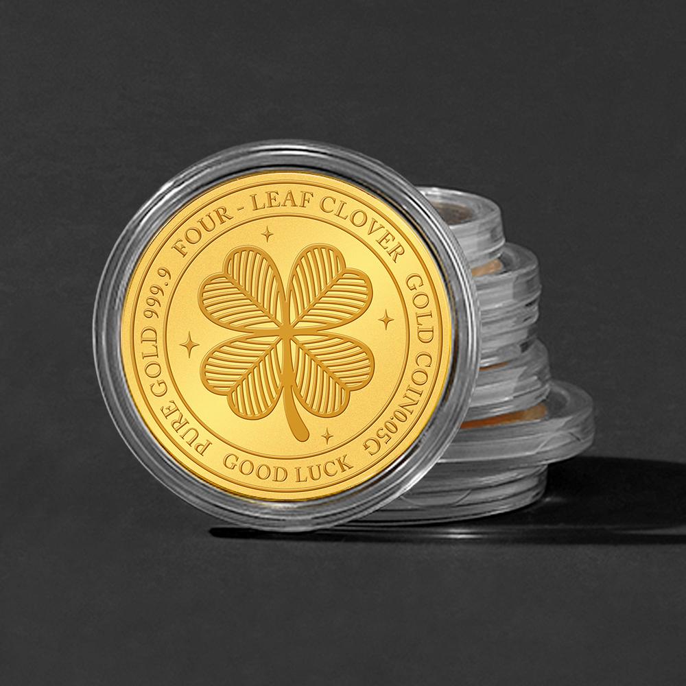 [단독]"금" 24k 행운의 골든클로버 순금코인 0.05g +선물포장(당일발송) 미니골드바 황금쌀알콩알 금테크