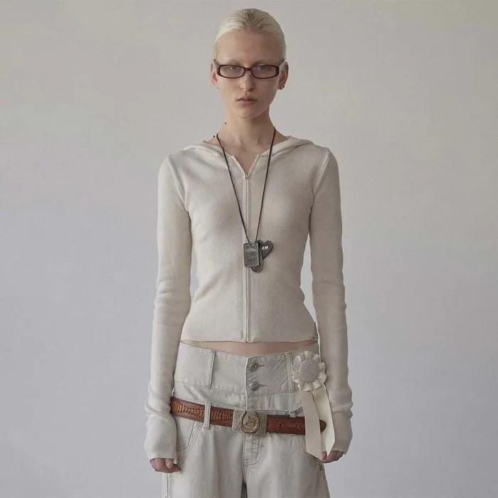 Silhouette Knit Zip-Up Hoodie Raw
