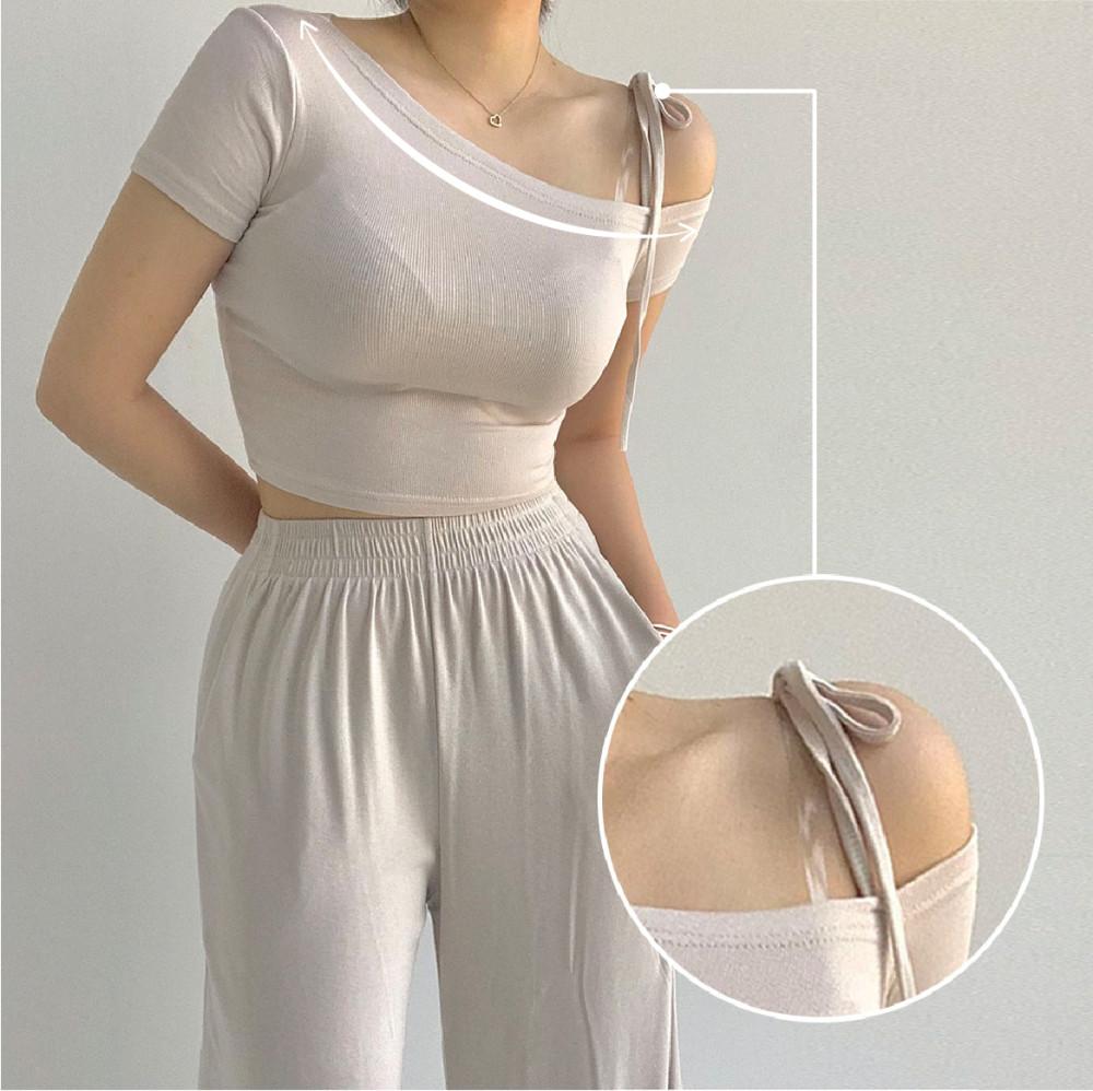 르아 언발오프숄더 오프숄더티 골지반팔