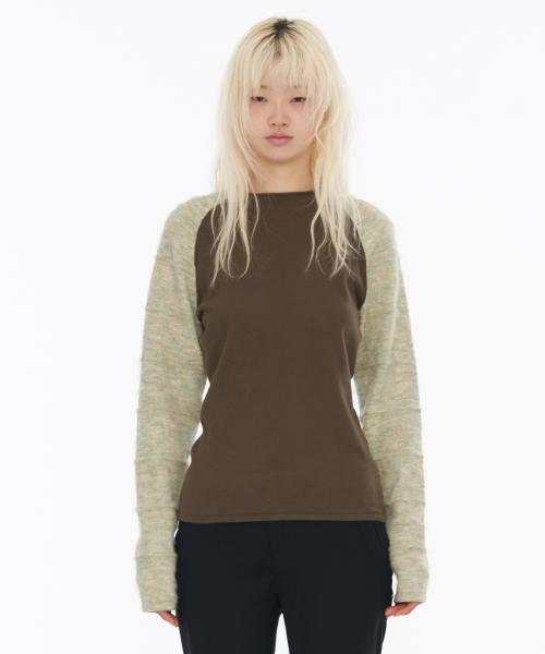 Mix Sleeve Knit Khaki