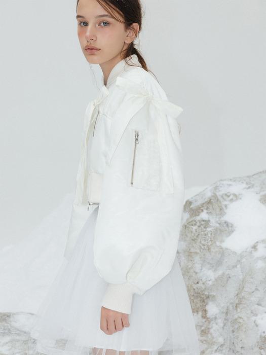 RIBBON DETAIL BOMBER JACKET_TT3W006IV