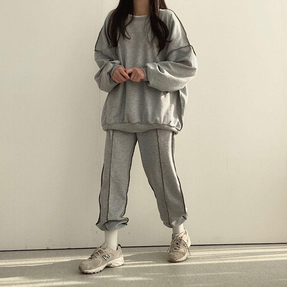 (3color/루즈핏)스티치 트레이닝 셋업 츄리닝 조거팬츠 데일리룩