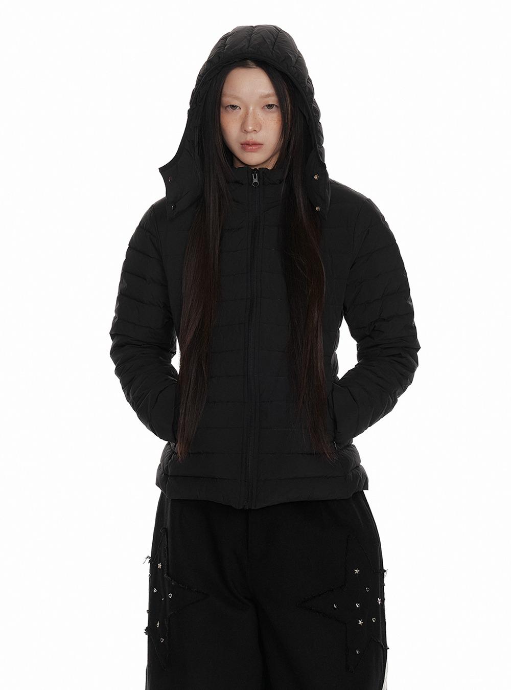 Black 3d Cutting Lightweight Down Jacket