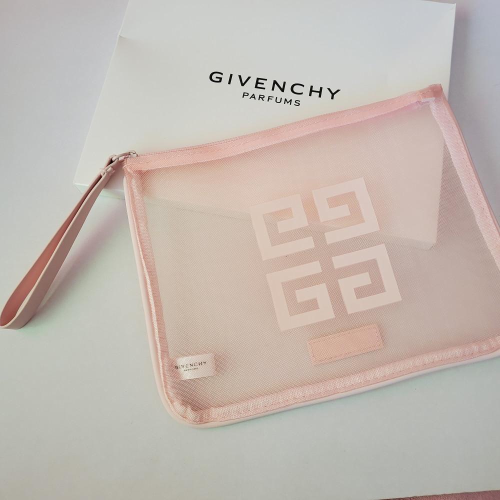 지방시뷰티 연핑크빛 메쉬 파우치