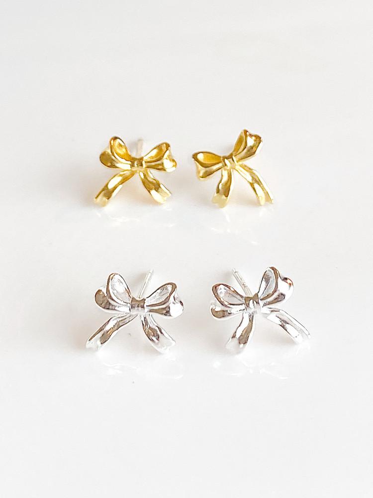 [무배] 실버925 리본 매듭 미니 볼륨 스터드 귀걸이