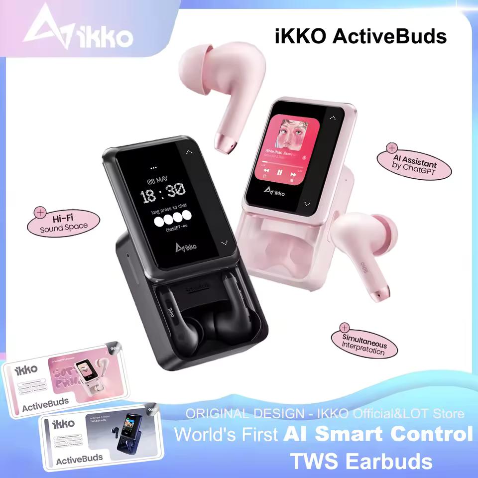 IKKO 액티브 버즈 무선 블루투스 이어폰, 스마트 시스템 및 터치스크린 인이어 헤드셋, 세계 최초 TWS 이어버드 헤드폰