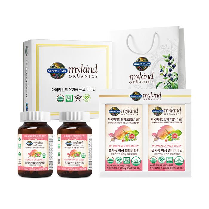 [선물포장] "부모님 선물로 딱!" 마이카인드 유기농 여성 멀티비타민 X 2개