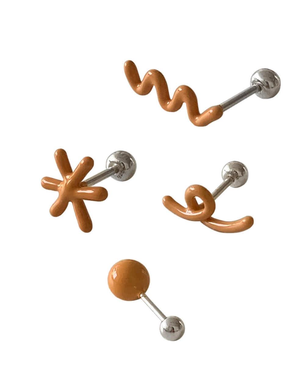 Rainbow doodle piercing (Yellow)