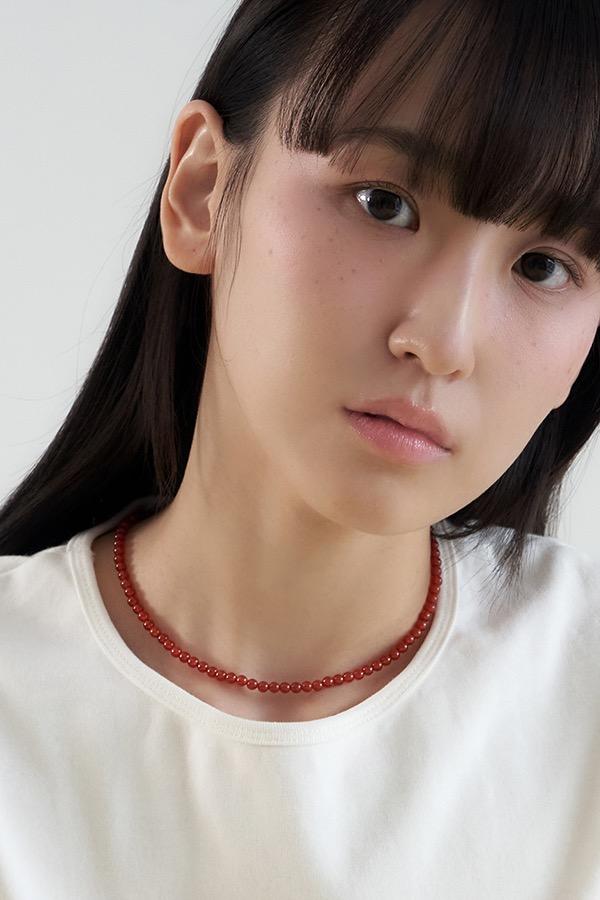 [silver925] red onyx short necklace