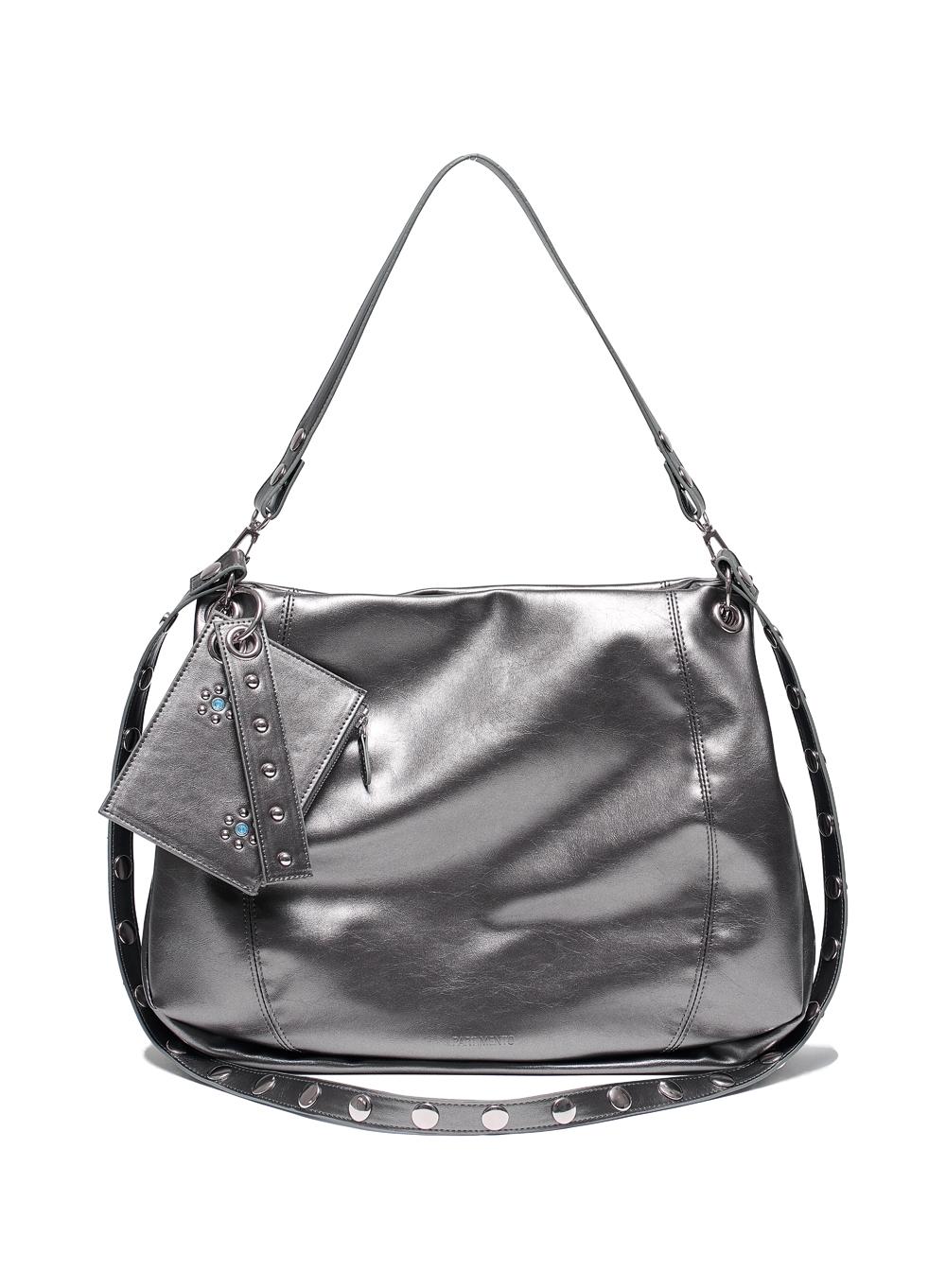 [WOMEN] 2WAY LEATHER HOBO BAG_GUNMETAL