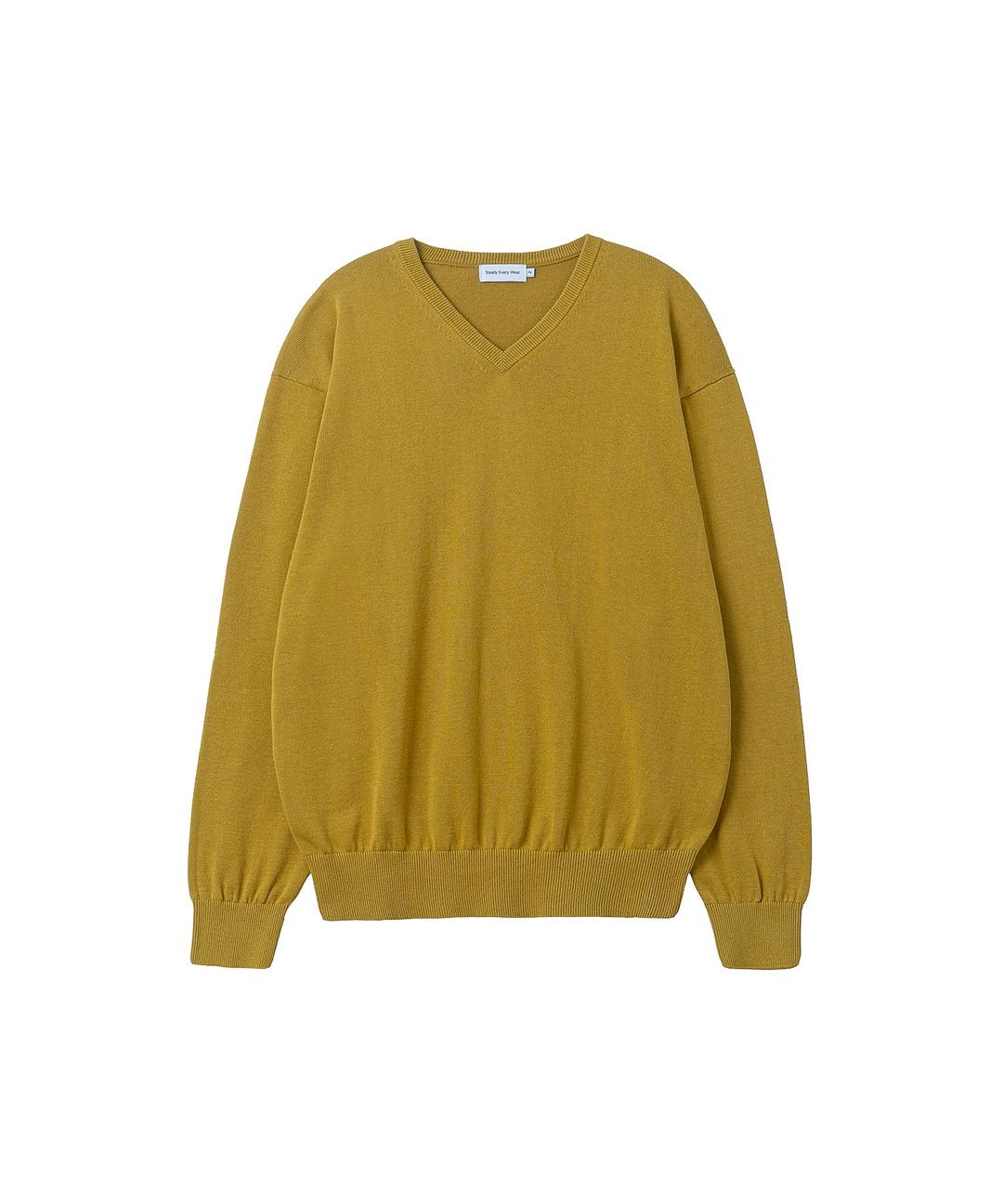 코튼 브이 넥 니트 (머스타드)
