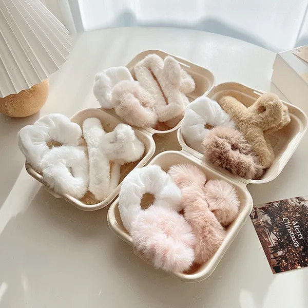 *생일/기념일* 선물세트 밍크 페이크퍼 털 집게핀 머리끈 대 왕 곱창밴드 고무줄 밍크 퍼 가을 겨울 에코퍼 니트 올림머리 내림머리 반머리 꼬임 사각 헤어핀 생일 우정템 기프트 박스