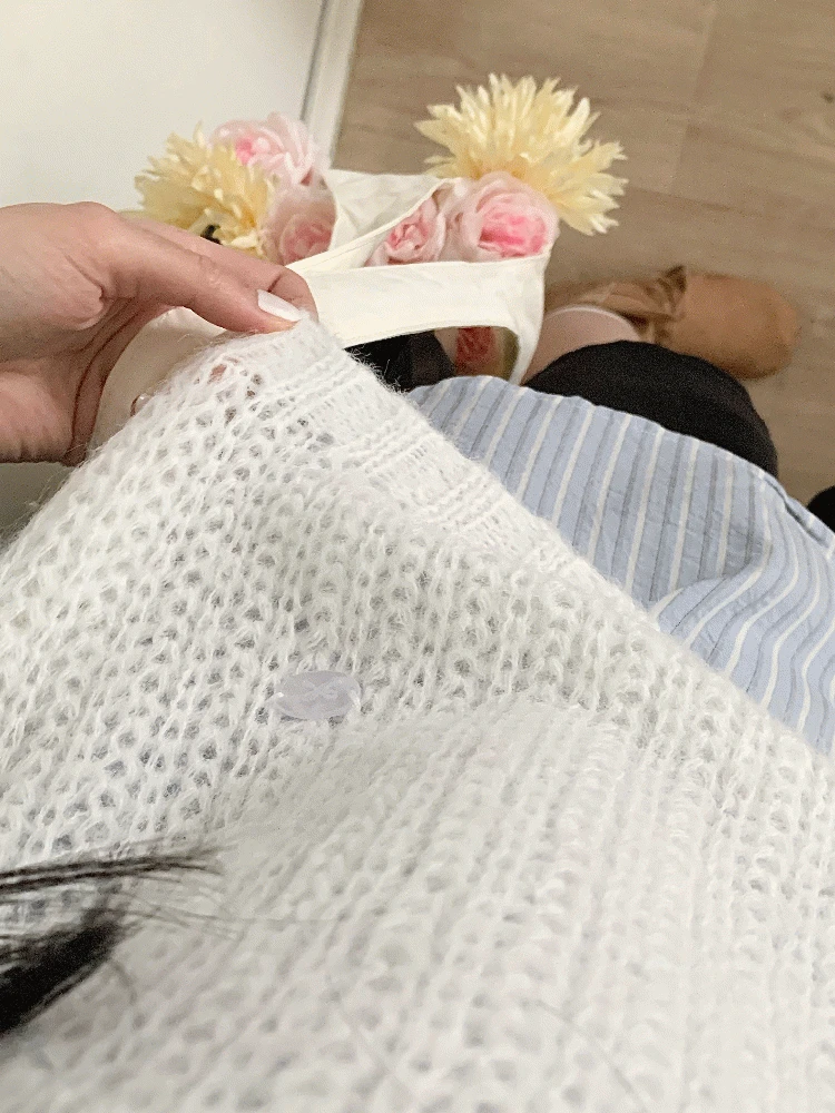 [당일발송] 오뉴 리본 뷔스티에 니트