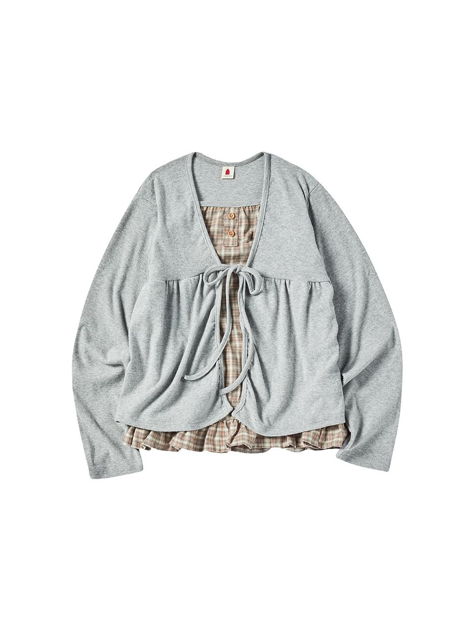 [2nd] W CHECK SMOOTH CARDIGAN [GRAY]