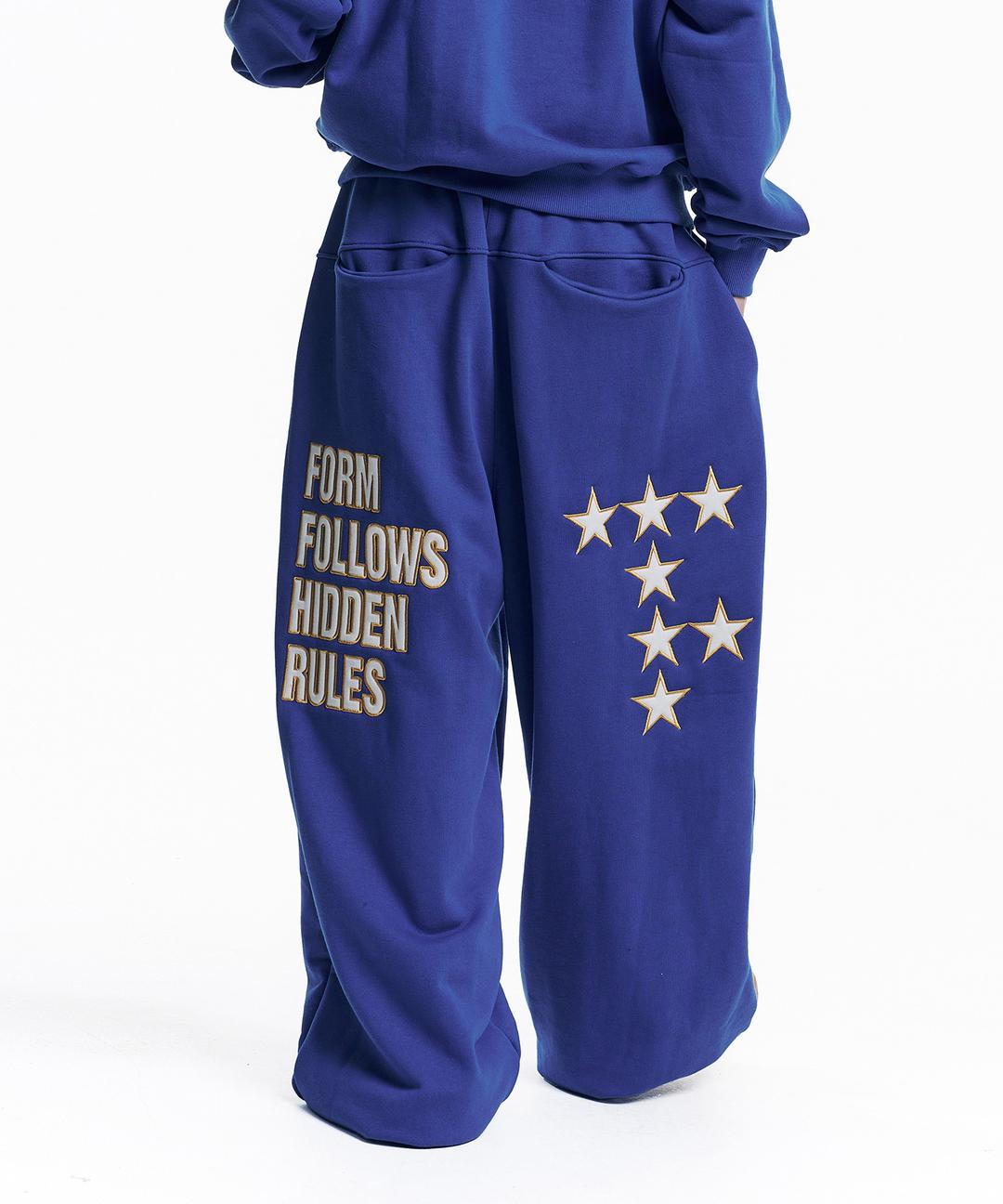스타 레터링 패치 스웻 팬츠 - 블루