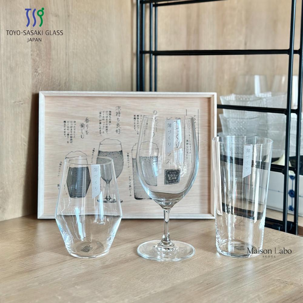 일본도요사사키 크래프트 비어 글라스 3P 우드 선물 세트 / 우스하리 유리 맥주잔 하이볼
