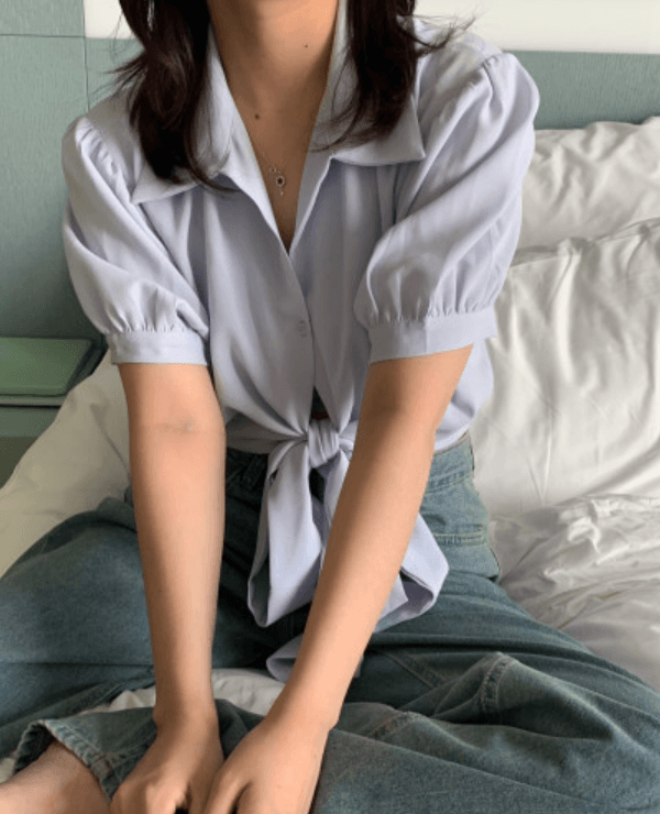 {블루 당일출고} pebble tie blouse
